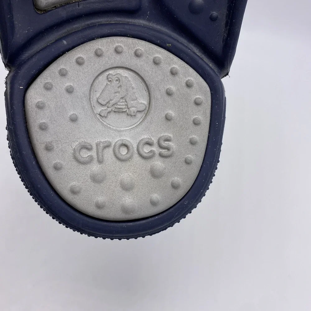 Crocs Sandals Mens 9 Slides Navy Gray Shoes Womens 11 Slip On Beach Pool
